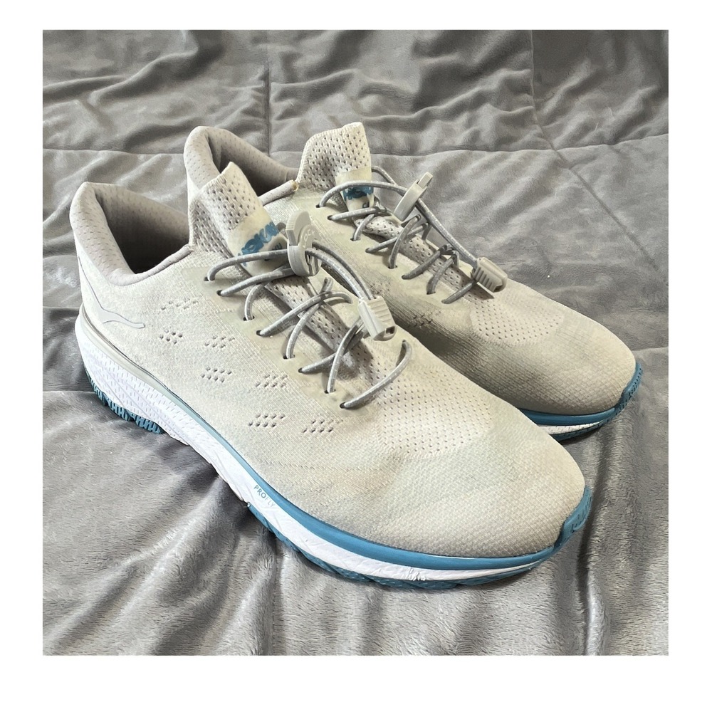 HOKA‎ ONE ONE Cavu 3 Gray/Blue/White Low Top Lace Up Athletic Sneakers Mens 10.5